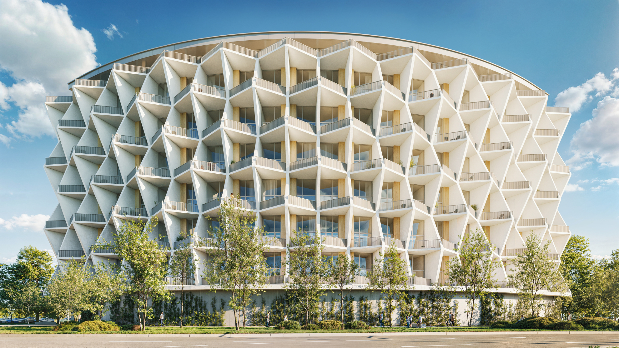 A new development project with a circular sector footprint