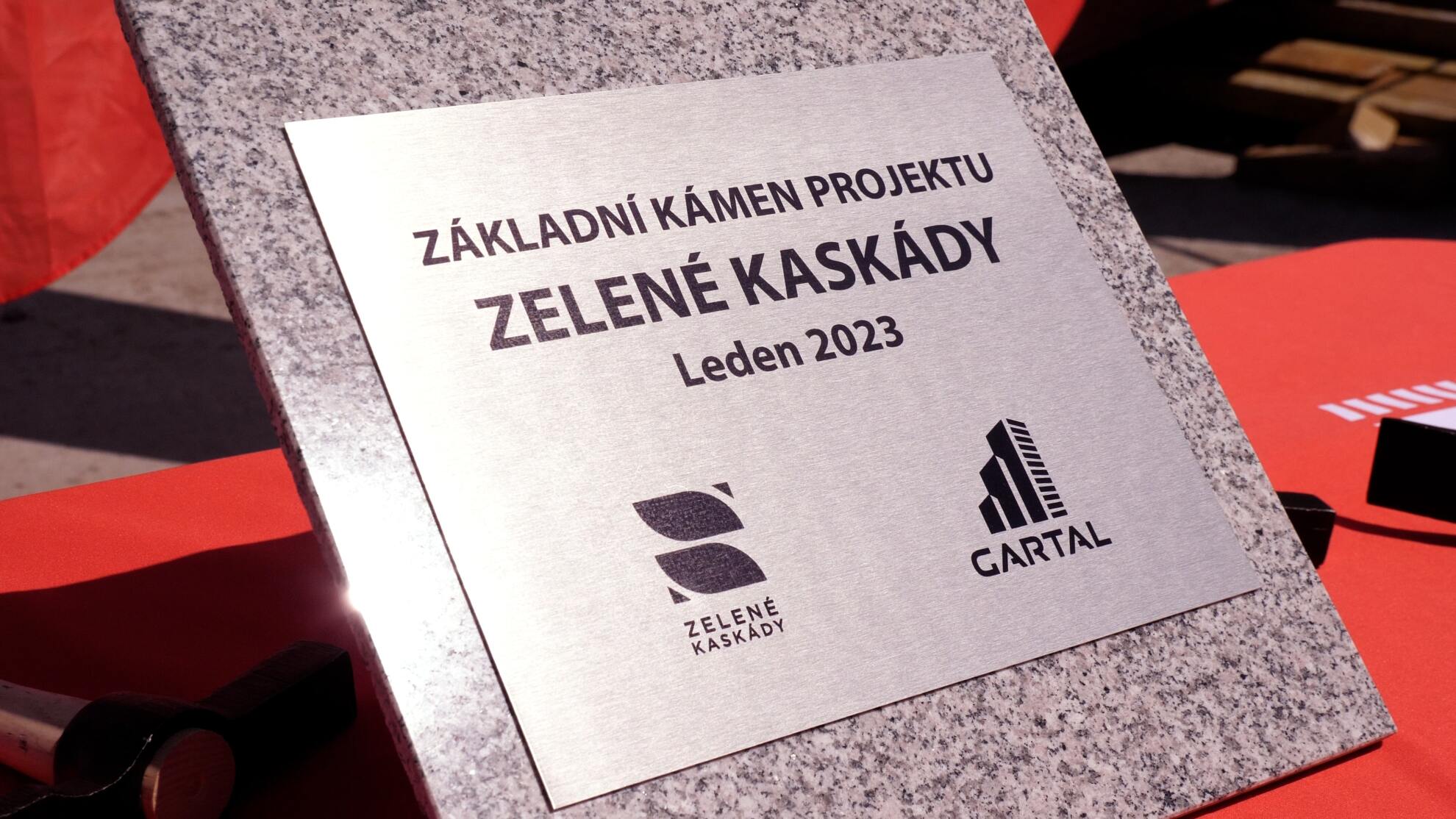 Laying the foundation stone of the Zelené kaskády project